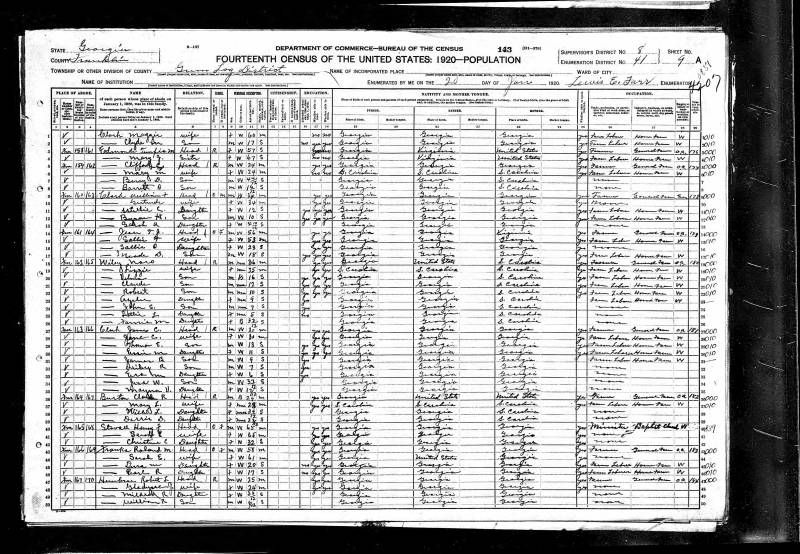 1920 United States Federal Census. William F. Clarke's family begins on line No. 9. 1920 United States Federal Census. William F. Clarke's family begins on line No. 9.