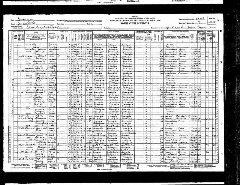 1930 United States Federal Census. William F. Clarke's family begins on line No. 56. 1930 United States Federal Census. William F. Clarke's family begins on line No. 56.