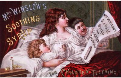 Although a highly addictive opiate drug, during the early 20th century, children were commonly given morphine in syrup form (available over-the-counter) to quell teething pain. Although a highly addictive opiate drug, during the early 20th century, children were commonly given morphine in syrup form (available over-the-counter) to quell teething pain.